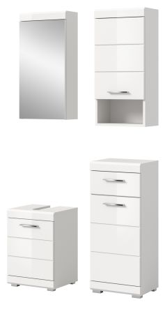 Badm�bel Set 4-teilig Shawn in wei� Hochglanz Badkombination 92 x 191 cm