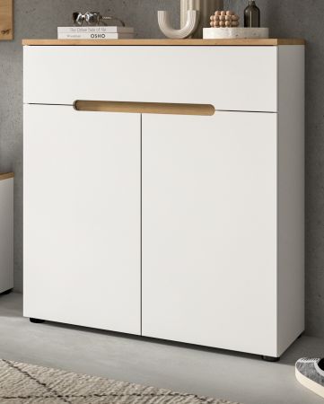 Flurkommode Cooper in wei� und Artisan Eiche Schuhschrank 80 x 94 cm, Soft-Close