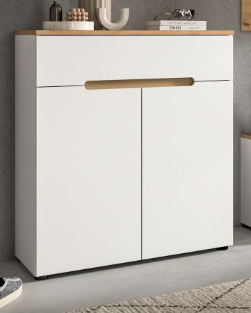 Flurkommode Cooper in wei� und Artisan Eiche Schuhschrank 80 x 94 cm, Soft-Close
