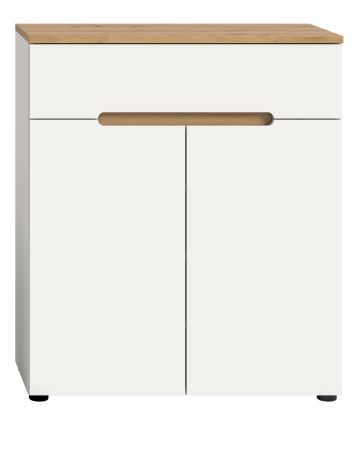 Flurkommode Cooper in wei� und Artisan Eiche Schuhschrank 80 x 94 cm, Soft-Close