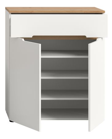 Flurkommode Cooper in wei� und Artisan Eiche Schuhschrank 80 x 94 cm, Soft-Close