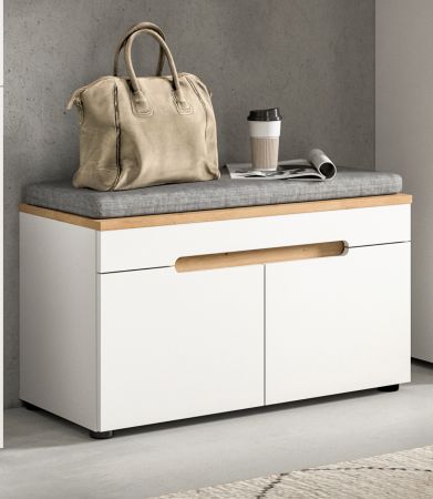 Garderobe Sitzbank Cooper in wei� und Artisan Eiche Garderobenbank 80 cm, Soft-Close