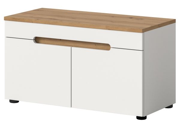 Garderobe Sitzbank Cooper in wei� und Artisan Eiche Garderobenbank 80 cm, Soft-Close