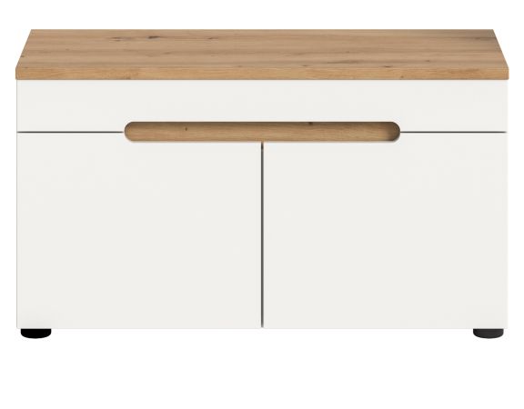 Garderobe Sitzbank Cooper in wei� und Artisan Eiche Garderobenbank 80 cm, Soft-Close