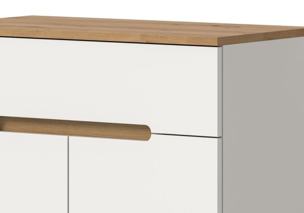 Garderobe Set 2-teilig Cooper in wei� und Artisan Eiche Schuhkommode und Spiegel, Soft-Close
