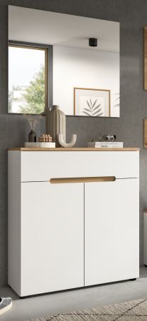 Garderobe Set 2-teilig Cooper in wei� und Artisan Eiche Schuhkommode und Spiegel, Soft-Close