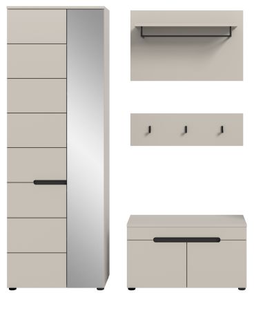 Garderobe Set 4-teilig Cooper in Kaschmir 160 cm, Soft-Close
