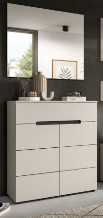Garderobe Set 2-teilig Cooper in Kaschmir Schuhkommode und Spiegel, Soft-Close
