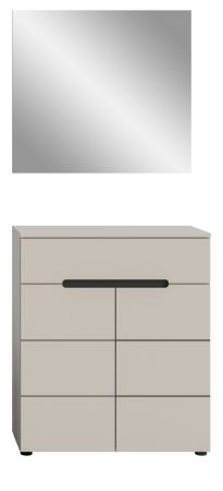Garderobe Set 2-teilig Cooper in Kaschmir Schuhkommode und Spiegel, Soft-Close