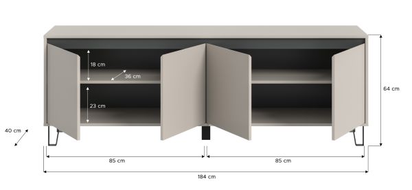 TV-Lowboard Delio in Kaschmir TV Unterschrank 184 cm, mit Soft-Close und Komforth�he