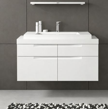 Waschtisch Set Gusto in wei� matt Waschbeckenunterschrank h�ngend MIT Waschbecken 100 cm