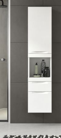 Badezimmer Hochschrank Gusto in wei� matt Badschrank h�ngend 38 x 166 cm