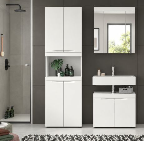 Badezimmer Hochschrank Gusto in wei� matt Badschrank h�ngend 38 x 166 cm
