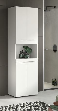 Badezimmer Hochschrank Gusto in wei� matt Badschrank 60 x 194 cm