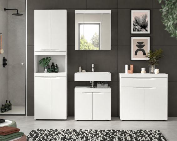 Badezimmer Hochschrank Gusto in wei� matt Badschrank 60 x 194 cm