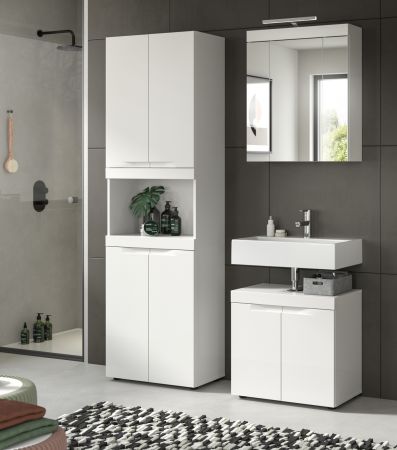 Badezimmer Spiegelschrank Gusto in wei� matt Badschrank 3-t�rig 60 x 70 cm