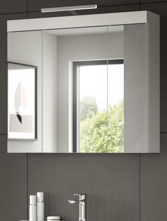 Badezimmer Spiegelschrank Gusto in wei� matt Badschrank 3-t�rig 80 x 70 cm