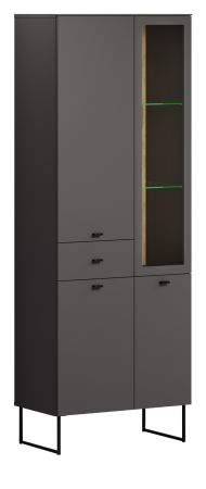 Vitrine Nuvola in grau und Eiche Evoke, Wohn- und Esszimmer Vitrinenschrank 70 x 197 cm