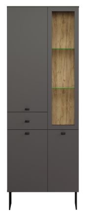 Vitrine Nuvola in grau und Eiche Evoke, Wohn- und Esszimmer Vitrinenschrank 70 x 197 cm