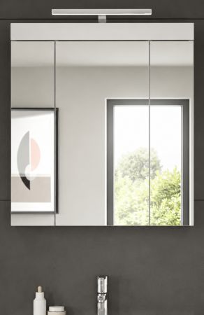 Badezimmer Spiegelschrank Gusto in wei� matt Badschrank 3-t�rig inkl. LED 60 x 70 cm