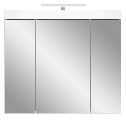 Badezimmer Spiegelschrank Gusto in wei� matt Badschrank 3-t�rig inkl. LED 80 x 70 cm