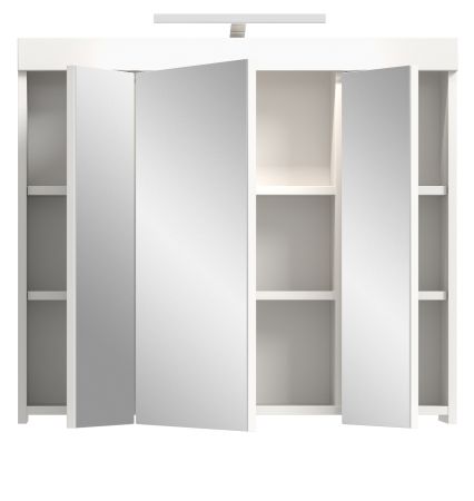Badezimmer Spiegelschrank Gusto in wei� matt Badschrank 3-t�rig inkl. LED 80 x 70 cm