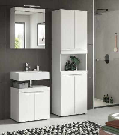 Badm�bel Set 3-teilig Gusto in wei� matt Badkombination 135 x 194 cm