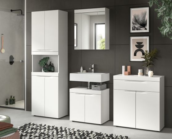 Badm�bel Set 3-teilig Gusto in wei� matt Badkombination 150 x 194 cm