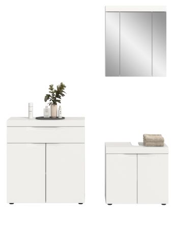 Badm�bel Set 3-teilig Gusto in wei� matt Badkombination 150 x 194 cm