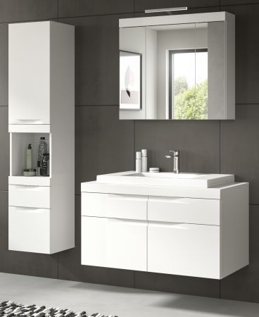 Badm�bel Set 4-teilig Gusto in wei� matt Badkombination mit Waschbecken 153 x 194 cm