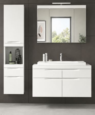 Badm�bel Set 4-teilig Gusto in wei� matt Badkombination mit Waschbecken 153 x 194 cm