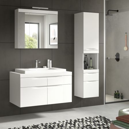 Badm�bel Set 4-teilig Gusto in wei� matt Badkombination mit Waschbecken 153 x 194 cm