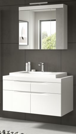 Badm�bel Set 3-teilig Gusto in wei� matt Badkombination mit Waschbecken 100 x 194 cm