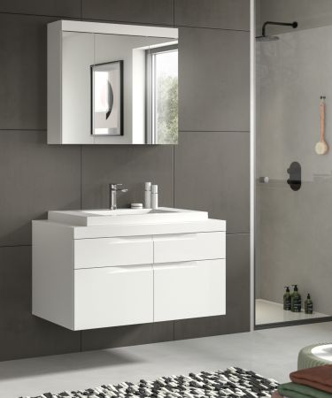 Badm�bel Set 3-teilig Gusto in wei� matt Badkombination mit Waschbecken 100 x 194 cm