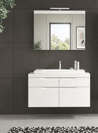 Badm�bel Set 3-teilig Gusto in wei� matt Badkombination mit Waschbecken 100 x 194 cm