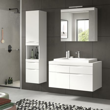 Badm�bel Set 3-teilig Gusto in wei� matt Badkombination mit Waschbecken 100 x 194 cm