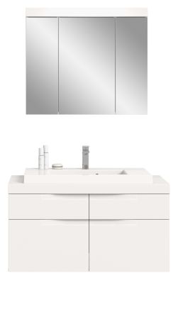 Badm�bel Set 3-teilig Gusto in wei� matt Badkombination mit Waschbecken 100 x 194 cm