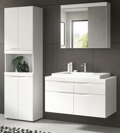 Badm�bel Set 4-teilig Gusto in wei� matt Badkombination mit Waschbecken 175 x 194 cm