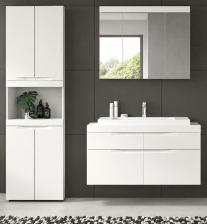 Badm�bel Set 4-teilig Gusto in wei� matt Badkombination mit Waschbecken 175 x 194 cm