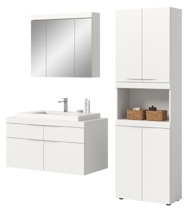 Badm�bel Set 4-teilig Gusto in wei� matt Badkombination mit Waschbecken 175 x 194 cm