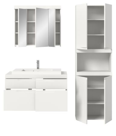 Badm�bel Set 4-teilig Gusto in wei� matt Badkombination mit Waschbecken 175 x 194 cm