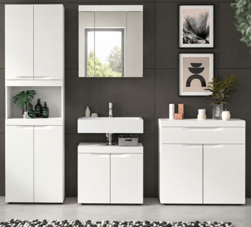 Badm�bel Set 4-teilig Gusto in wei� matt Badkombination 210 x 194 cm