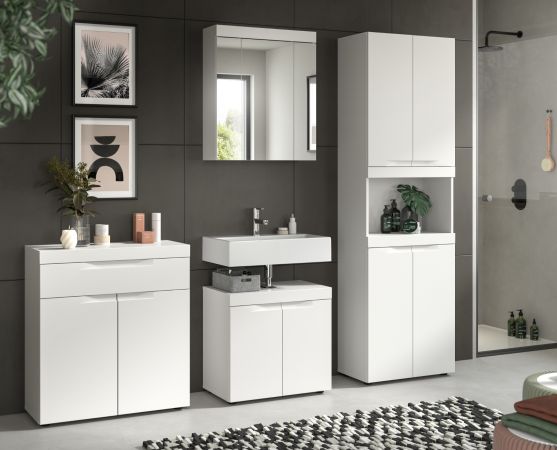 Badm�bel Set 4-teilig Gusto in wei� matt Badkombination 210 x 194 cm