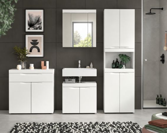 Badm�bel Set 4-teilig Gusto in wei� matt Badkombination 210 x 194 cm