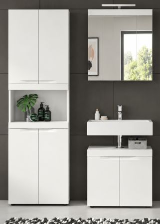 Badm�bel Set 4-teilig Gusto in wei� matt Badkombination inkl. LED 135 x 194 cm