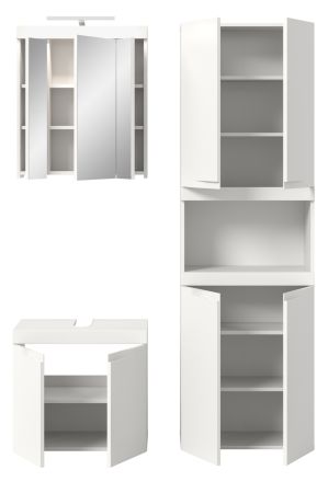 Badm�bel Set 4-teilig Gusto in wei� matt Badkombination inkl. LED 135 x 194 cm
