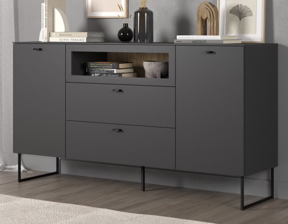 Sideboard Nuvola in grau und Eiche Evoke, Wohn- und Esszimmer Kommode 152 x 84 cm