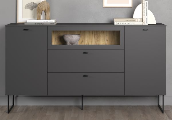 Sideboard Nuvola in grau und Eiche Evoke, Wohn- und Esszimmer Kommode 152 x 84 cm