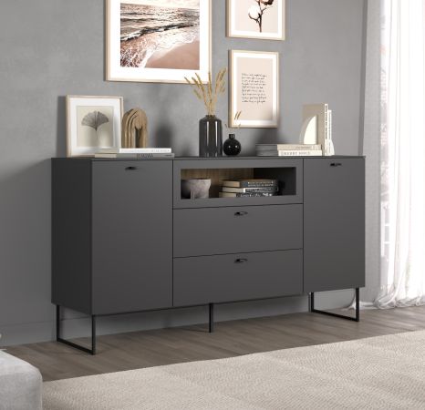 Sideboard Nuvola in grau und Eiche Evoke, Wohn- und Esszimmer Kommode 152 x 84 cm
