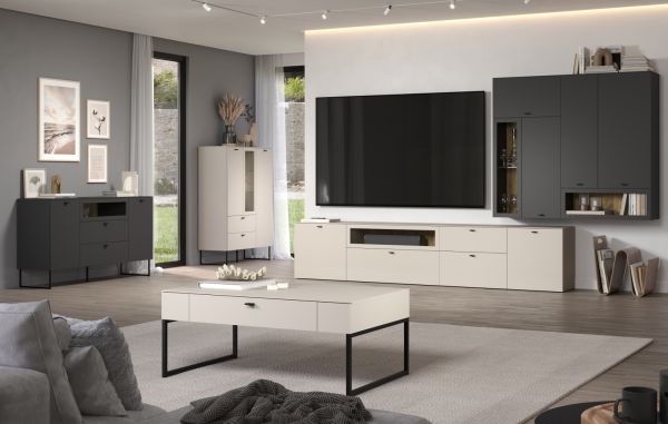 Sideboard Nuvola in grau und Eiche Evoke, Wohn- und Esszimmer Kommode 152 x 84 cm